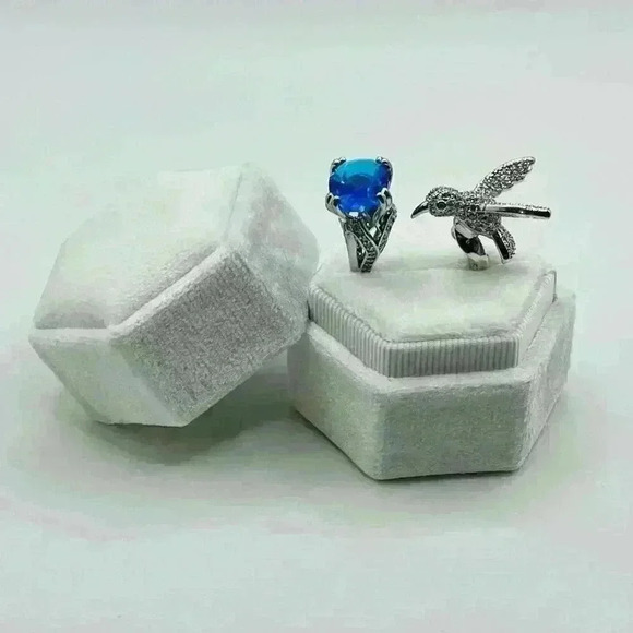 Fashion Blue Zircon Rhinestone Hummingbird Ring - Picture 7 of 10
